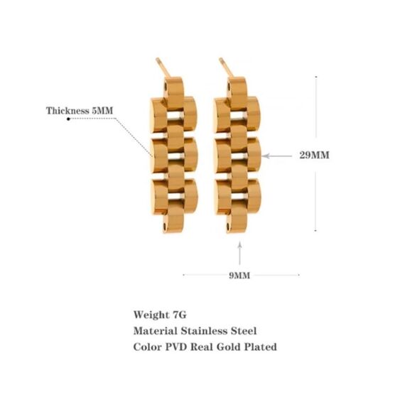 #46 New Gold Chain Link Drop Earrings - Picture 5 of 10